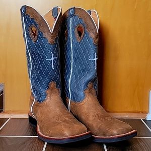 Twisted X NWOT Men's size 8.5 8½ leather blue and brown cowboy work boots